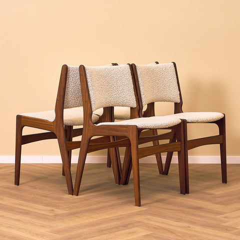 Danish dining chairs in walnut by Erik Buch, model 89