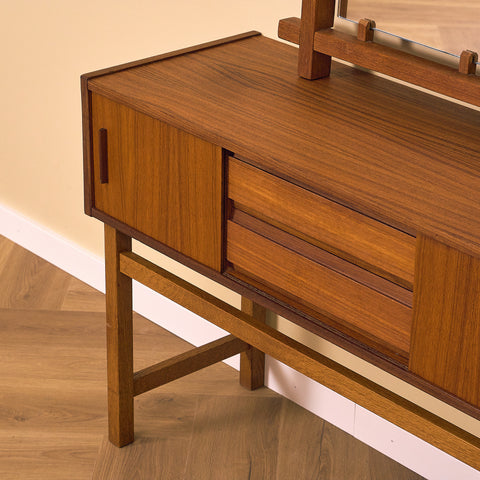 Swedish hall table with mirror in teak and oak