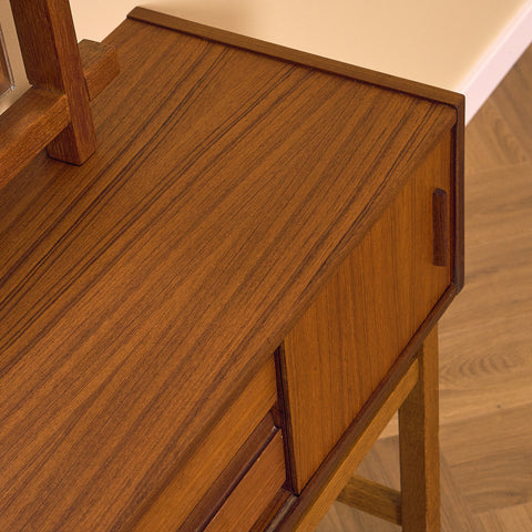 Swedish hall table with mirror in teak and oak