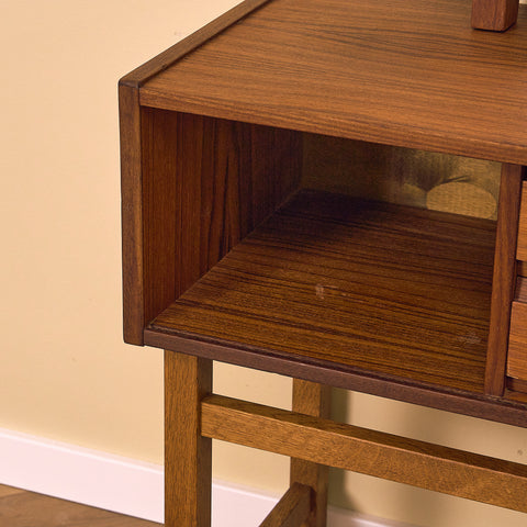Swedish hall table with mirror in teak and oak