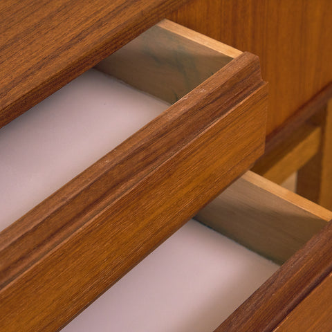 Swedish hall table with mirror in teak and oak