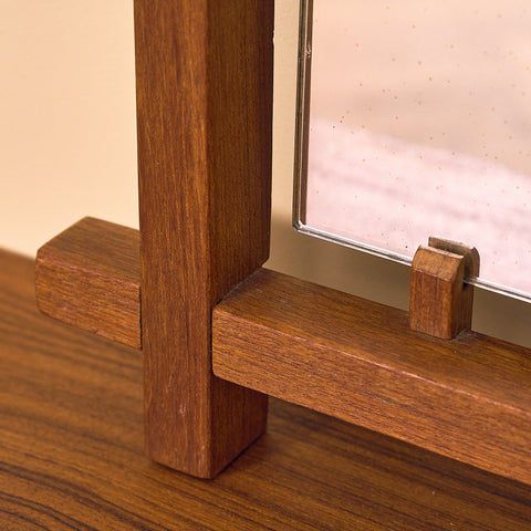 Swedish hall table with mirror in teak and oak