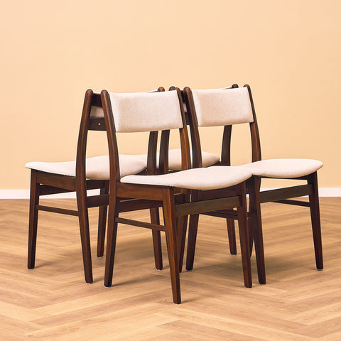 Danish dining chairs in teak and beech by Findahl