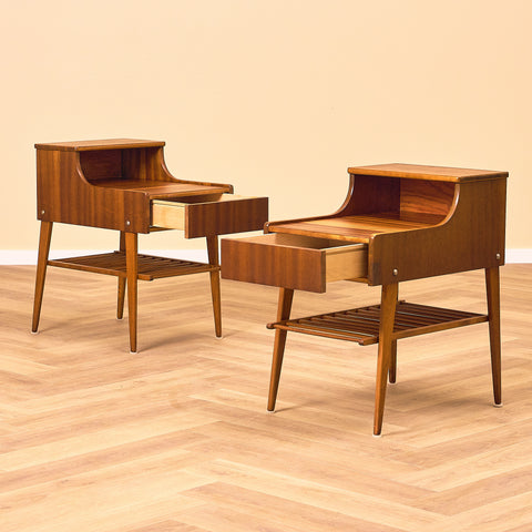 Swedish bedside tables in mahogany by Ferdinand Lundquist AB