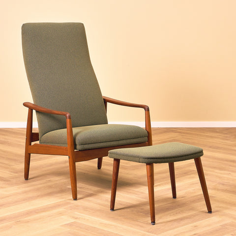 Danish armchair with stool in teak by Søren Ladefoged for SL Mobler Denmark