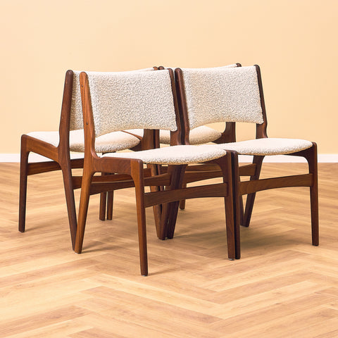 Danish dining chairs in walnut by Erik Buch for Anderstrup Møbelfabrik, model 89