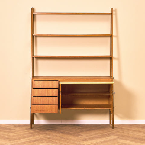 Swedish bookshelf in teak and beech