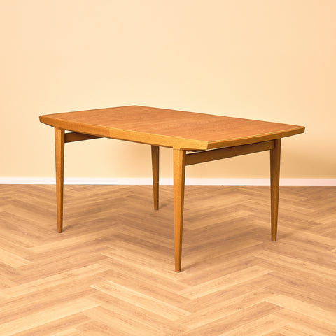 Swedish rectangular dining table in teak and oak