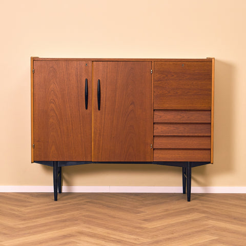 Swedish highboard in teak by Hugo Troeds, Bjärnum