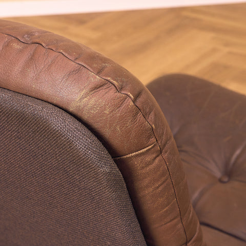 Mid-century armchair in leather and chrome