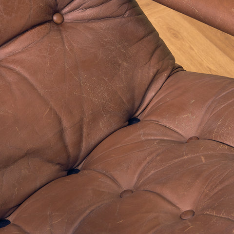 Mid-century armchair in leather and chrome