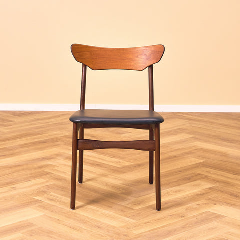 Danish set of 4 dining chairs in walnut and teak by Schiønning & Elgaard
