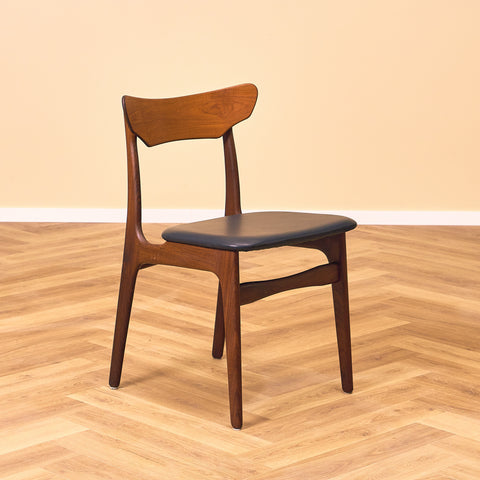 Danish set of 4 dining chairs in walnut and teak by Schiønning & Elgaard
