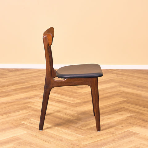 Danish set of 4 dining chairs in walnut and teak by Schiønning & Elgaard