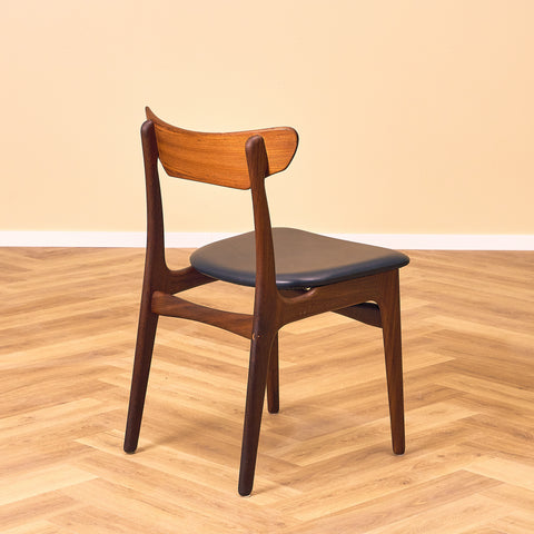 Danish set of 4 dining chairs in walnut and teak by Schiønning & Elgaard