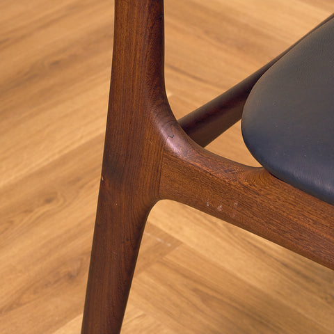 Danish set of 4 dining chairs in walnut and teak by Schiønning & Elgaard