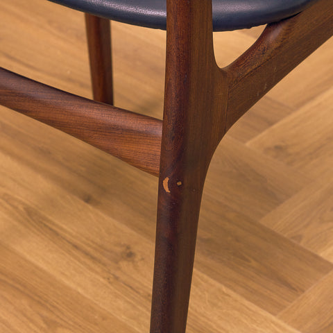 Danish set of 4 dining chairs in walnut and teak by Schiønning & Elgaard
