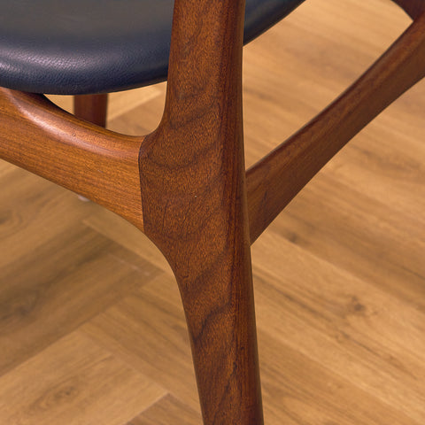 Danish set of 4 dining chairs in walnut and teak by Schiønning & Elgaard