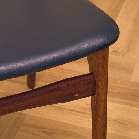 Danish set of 4 dining chairs in walnut and teak by Schiønning & Elgaard