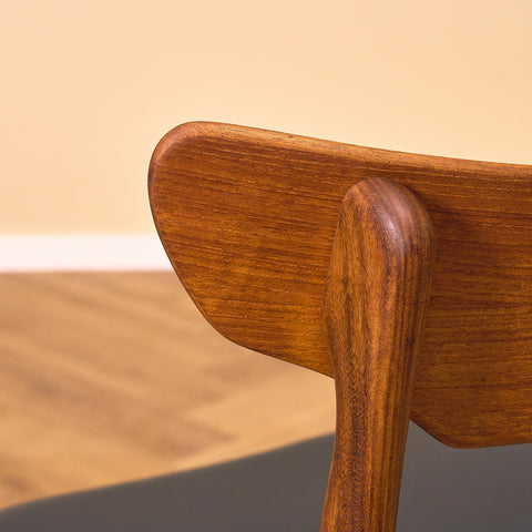 Danish set of 4 dining chairs in walnut and teak by Schiønning & Elgaard