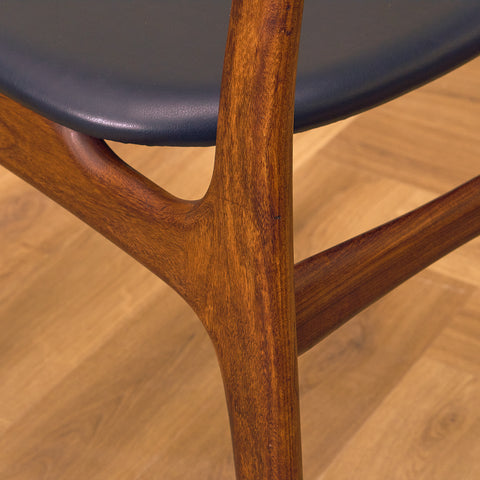 Danish set of 4 dining chairs in walnut and teak by Schiønning & Elgaard