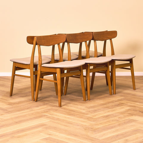 Danish dining chairs in teak & beech by Findahl, model 'Mosbøl'