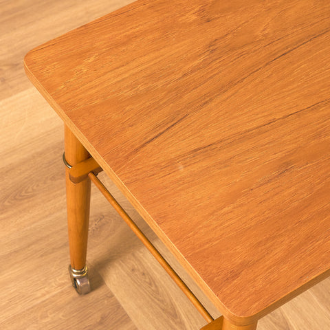 Swedish side table in teak and beech