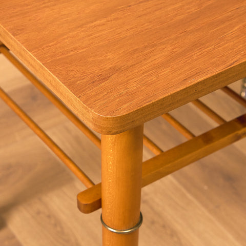 Swedish side table in teak and beech