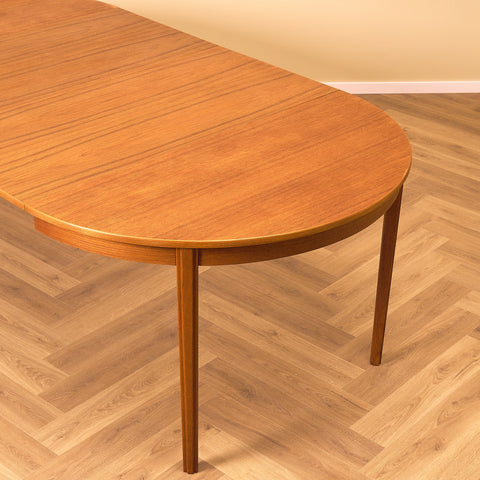 Swedish round dining table in teak by B. Fridhagen for Bodafors
