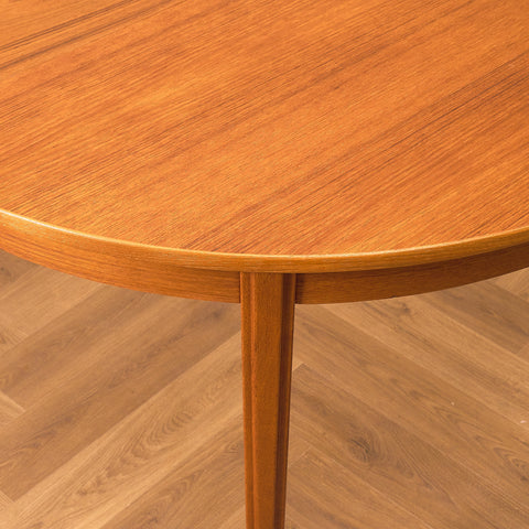 Swedish round dining table in teak by B. Fridhagen for Bodafors