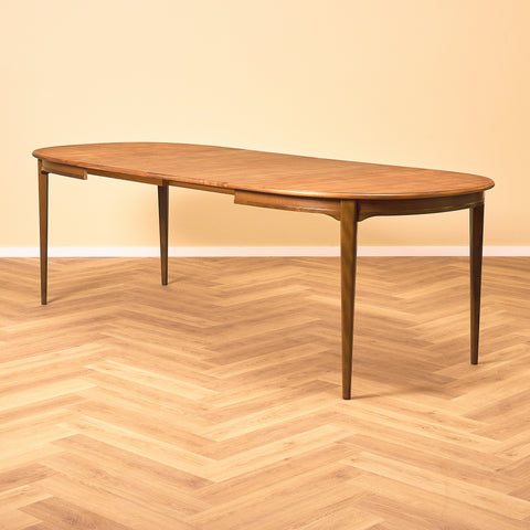 Swedish oval dining table in walnut and beech by Svante Skogh, model "Vindö"