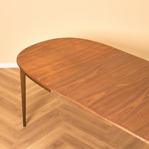 Swedish oval dining table in walnut and beech by Svante Skogh, model "Vindö"