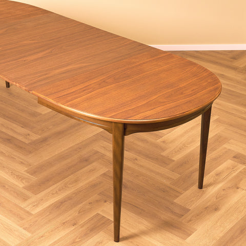 Swedish oval dining table in walnut and beech by Svante Skogh, model "Vindö"