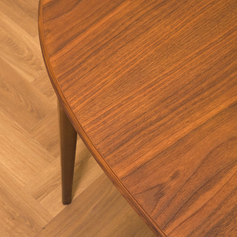 Swedish oval dining table in walnut and beech by Svante Skogh, model "Vindö"