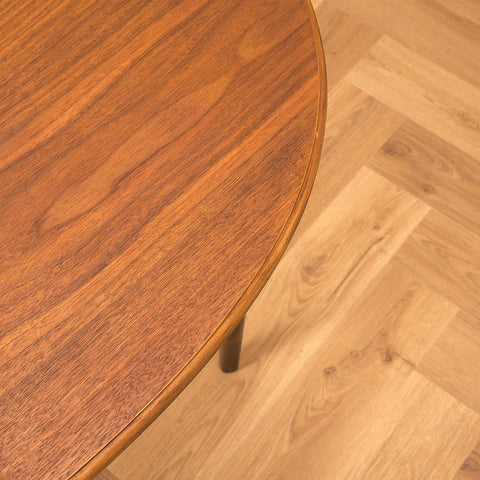 Swedish oval dining table in walnut and beech by Svante Skogh, model "Vindö"