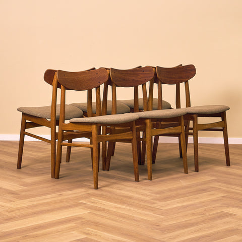 Danish dining chairs in teak & oak by Farstrup