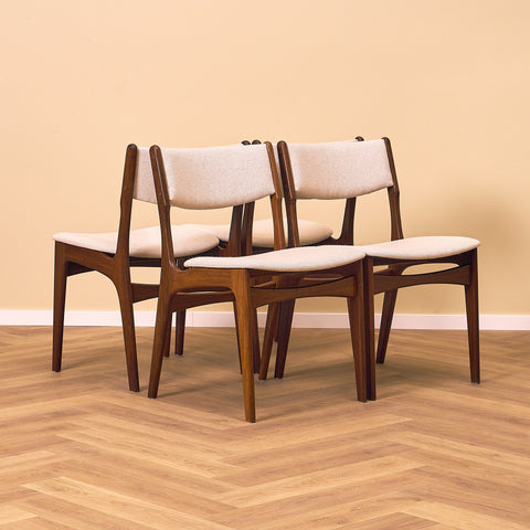 Danish set of 5 dining chairs in solid walnut by Erik Buch