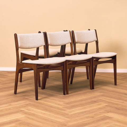 Danish set of 5 dining chairs in solid walnut by Erik Buch
