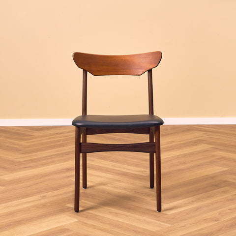 Danish set of 4 dining chairs in walnut and teak by Schiønning & Elgaard