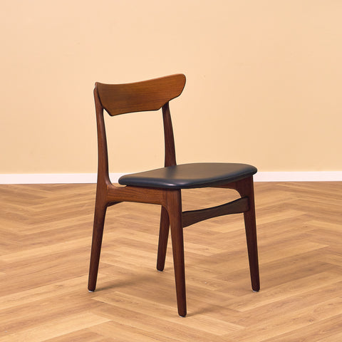 Danish set of 4 dining chairs in walnut and teak by Schiønning & Elgaard