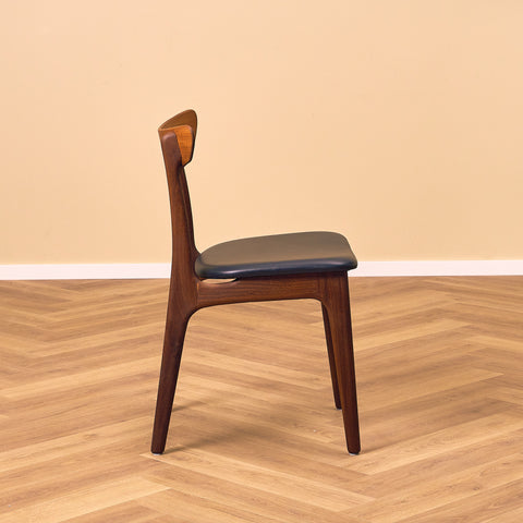 Danish set of 4 dining chairs in walnut and teak by Schiønning & Elgaard