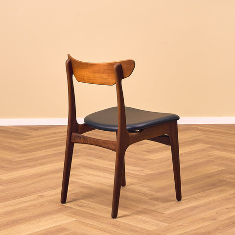 Danish set of 4 dining chairs in walnut and teak by Schiønning & Elgaard