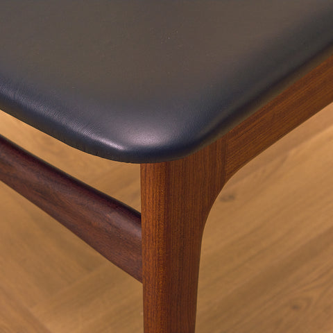 Danish set of 4 dining chairs in walnut and teak by Schiønning & Elgaard