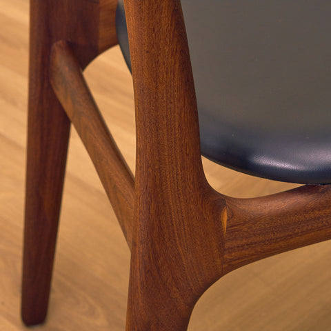 Danish set of 4 dining chairs in walnut and teak by Schiønning & Elgaard