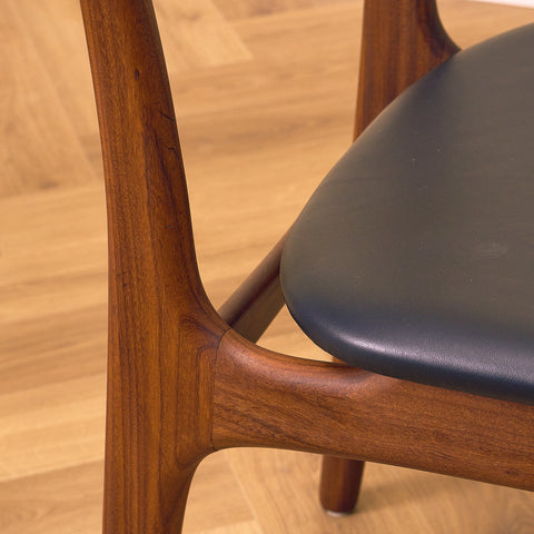 Danish set of 4 dining chairs in walnut and teak by Schiønning & Elgaard