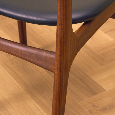 Danish set of 4 dining chairs in walnut and teak by Schiønning & Elgaard