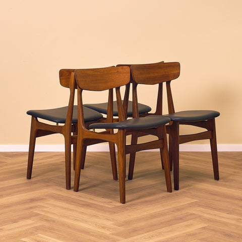 Danish set of 4 dining chairs in teak by Schiønning & Elgaard