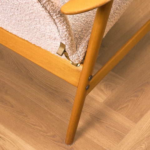 Swedish armchair in solid beech wood by Alf Svensson for Bra Bohag, model "Contour"