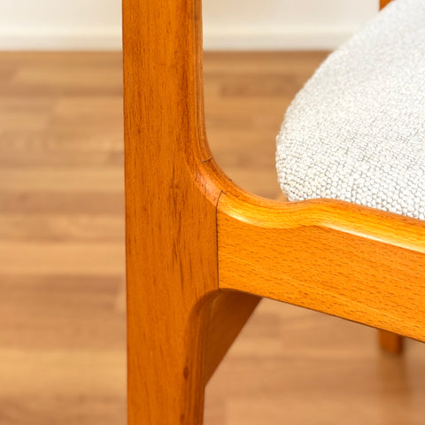 Danish set of 8 dining chairs in beech by Erik Buch