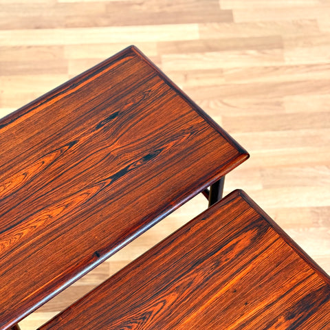 Set of 3 nest of tables in Santos rosewood, 1950s-60s Denmark